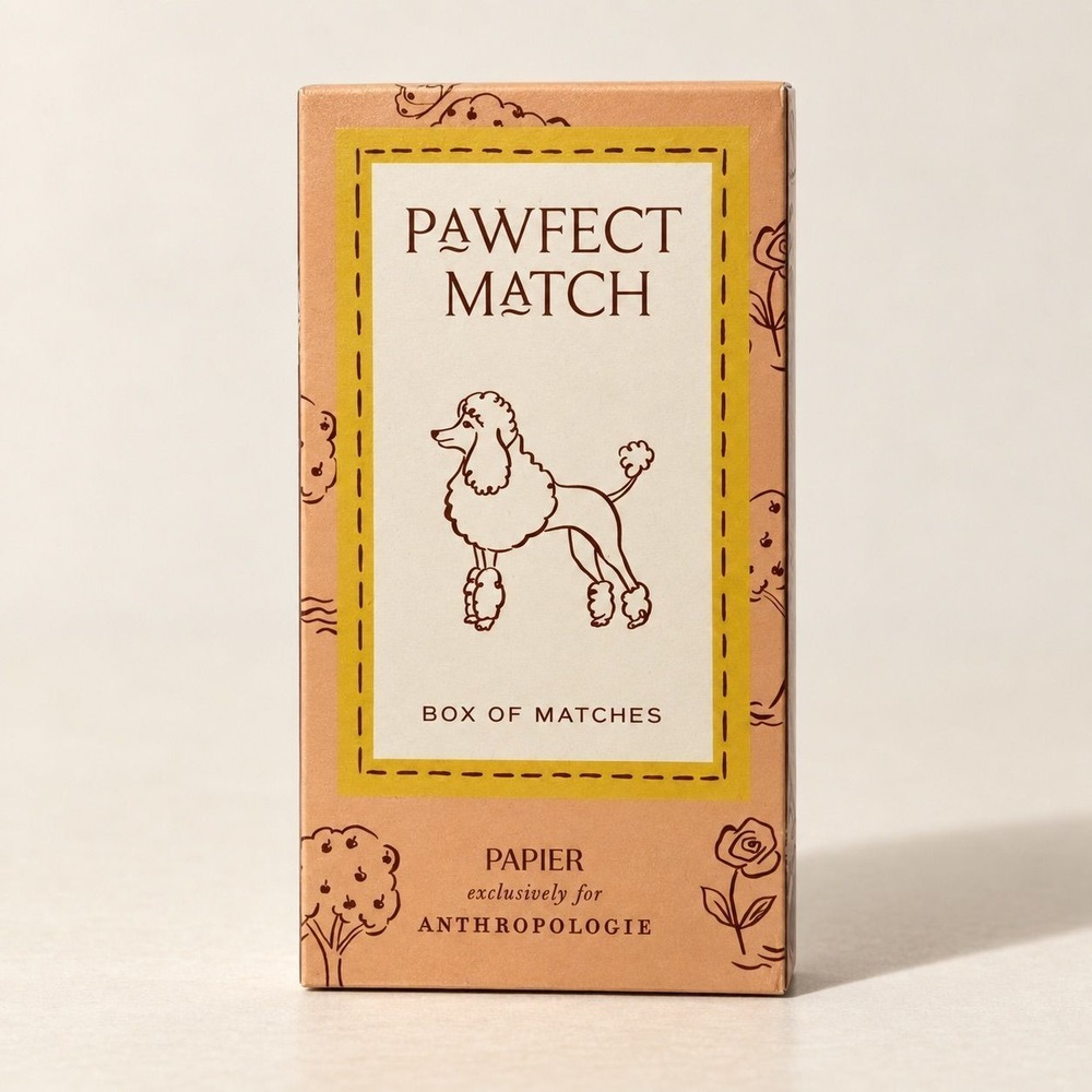 Anthropologie Papier Pawfect Match Box of Matches Poodle Dog Pink NWT